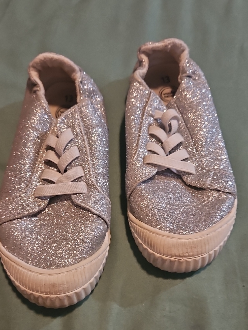 Silver Glitter Kids Slip-On Sneakers - Size 13
